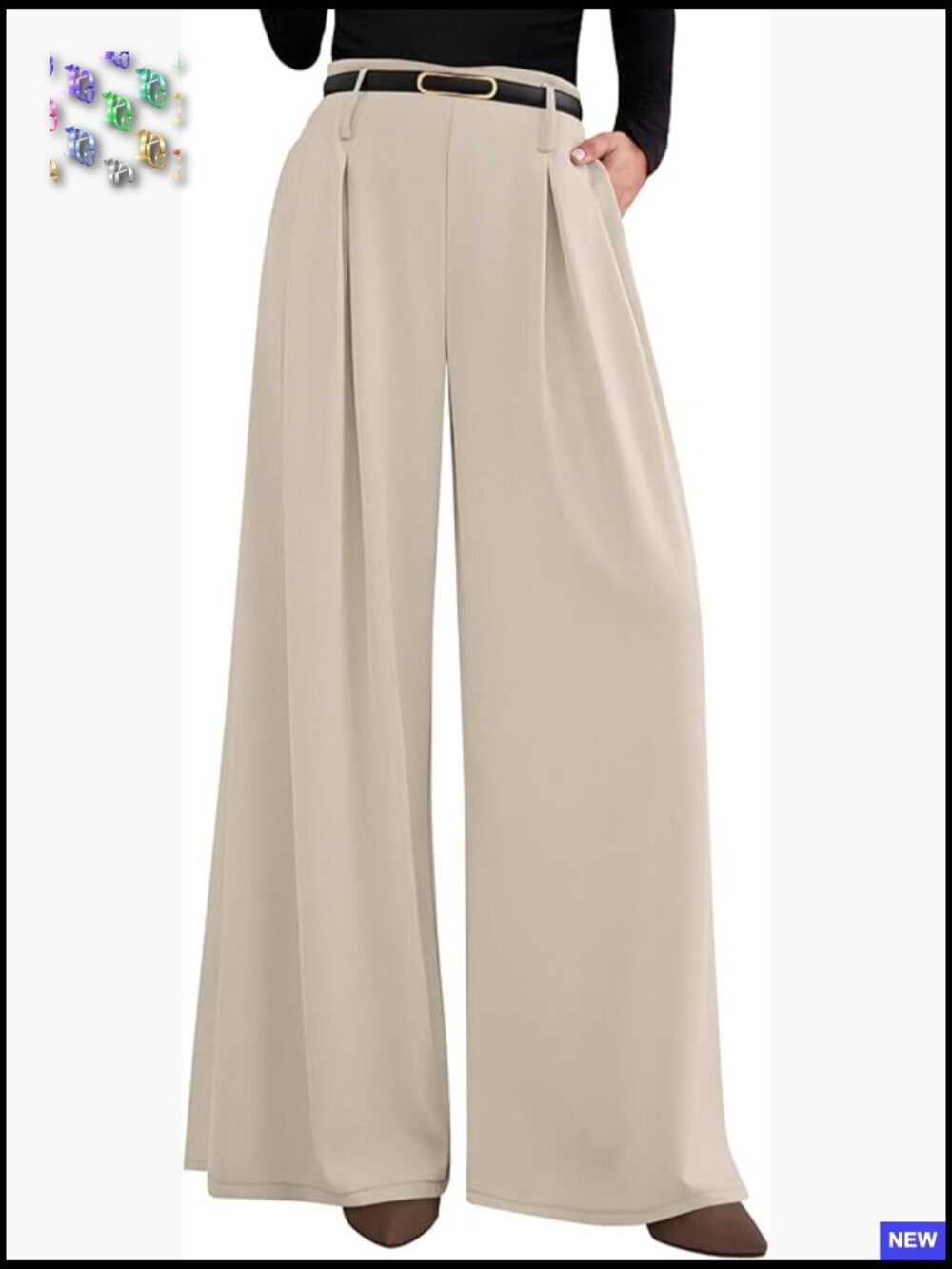 Wide Leg Trousers High Waisted Pleated Slacks Flowy Business Work Palazzo Pants